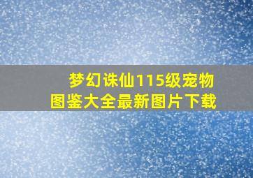 梦幻诛仙115级宠物图鉴大全最新图片下载