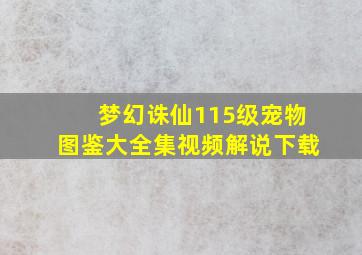 梦幻诛仙115级宠物图鉴大全集视频解说下载