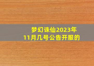 梦幻诛仙2023年11月几号公告开服的