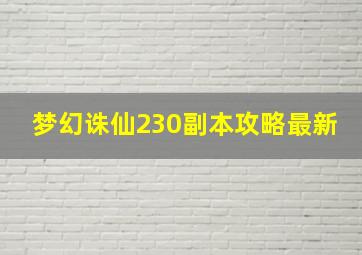 梦幻诛仙230副本攻略最新