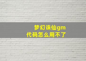 梦幻诛仙gm代码怎么用不了