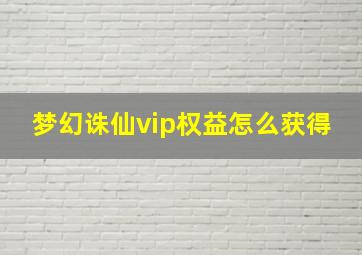 梦幻诛仙vip权益怎么获得