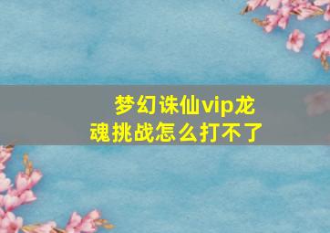 梦幻诛仙vip龙魂挑战怎么打不了