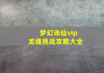 梦幻诛仙vip龙魂挑战攻略大全