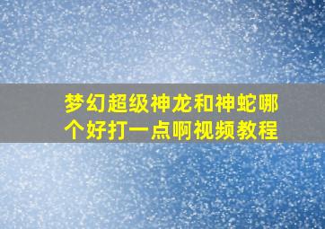 梦幻超级神龙和神蛇哪个好打一点啊视频教程