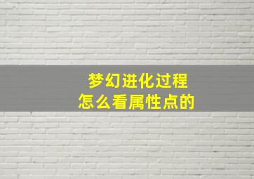 梦幻进化过程怎么看属性点的