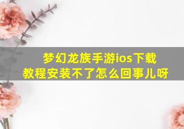 梦幻龙族手游ios下载教程安装不了怎么回事儿呀