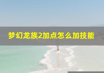 梦幻龙族2加点怎么加技能