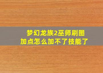 梦幻龙族2巫师刷图加点怎么加不了技能了