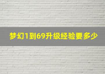 梦幻1到69升级经验要多少