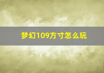 梦幻109方寸怎么玩