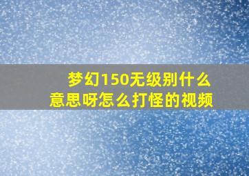 梦幻150无级别什么意思呀怎么打怪的视频