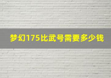 梦幻175比武号需要多少钱