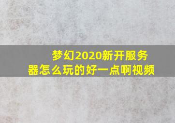 梦幻2020新开服务器怎么玩的好一点啊视频