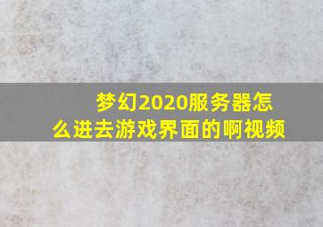 梦幻2020服务器怎么进去游戏界面的啊视频