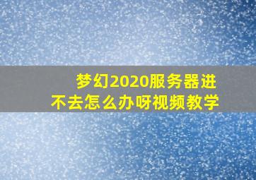 梦幻2020服务器进不去怎么办呀视频教学