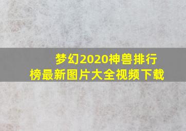 梦幻2020神兽排行榜最新图片大全视频下载