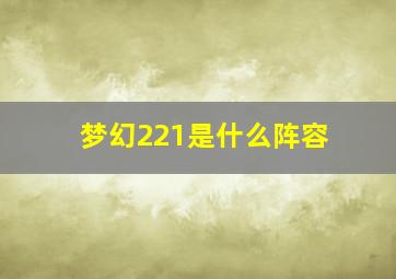 梦幻221是什么阵容