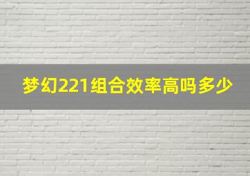 梦幻221组合效率高吗多少