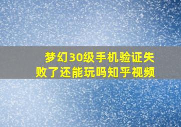 梦幻30级手机验证失败了还能玩吗知乎视频