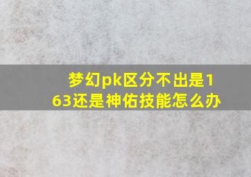 梦幻pk区分不出是163还是神佑技能怎么办