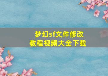 梦幻sf文件修改教程视频大全下载