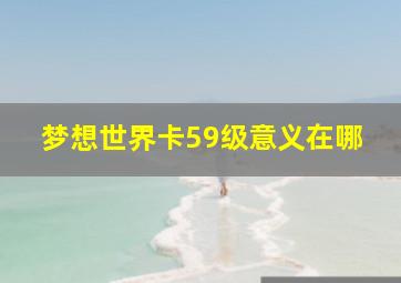 梦想世界卡59级意义在哪