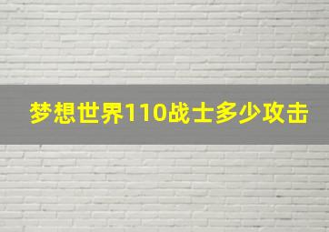 梦想世界110战士多少攻击