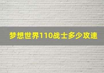 梦想世界110战士多少攻速