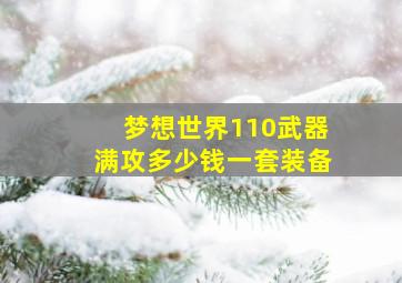 梦想世界110武器满攻多少钱一套装备