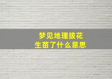 梦见地理拔花生苗了什么意思