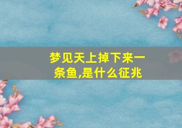 梦见天上掉下来一条鱼,是什么征兆