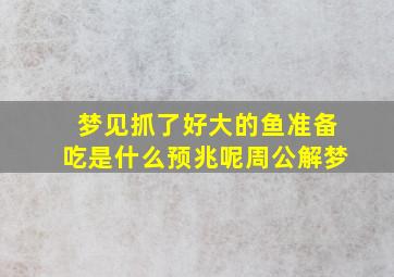 梦见抓了好大的鱼准备吃是什么预兆呢周公解梦