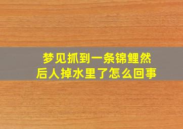 梦见抓到一条锦鲤然后人掉水里了怎么回事