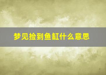 梦见捡到鱼缸什么意思