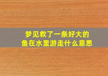 梦见救了一条好大的鱼在水里游走什么意思