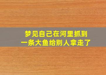 梦见自己在河里抓到一条大鱼给别人拿走了