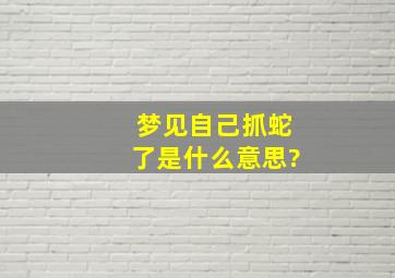 梦见自己抓蛇了是什么意思?