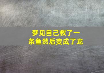 梦见自己救了一条鱼然后变成了龙