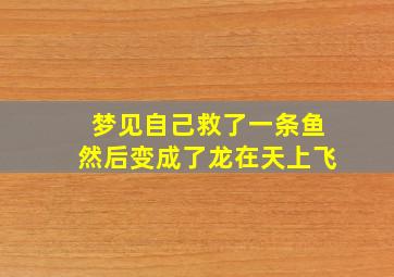 梦见自己救了一条鱼然后变成了龙在天上飞