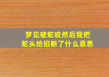 梦见被蛇咬然后我把蛇头给掐断了什么意思