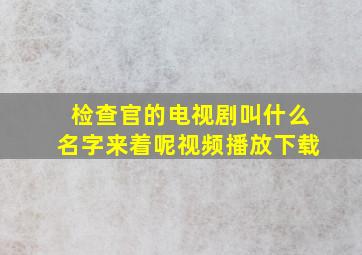 检查官的电视剧叫什么名字来着呢视频播放下载