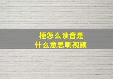 棰怎么读音是什么意思啊视频