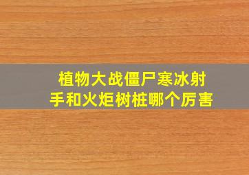 植物大战僵尸寒冰射手和火炬树桩哪个厉害