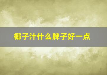 椰子汁什么牌子好一点