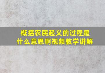 概括农民起义的过程是什么意思啊视频教学讲解