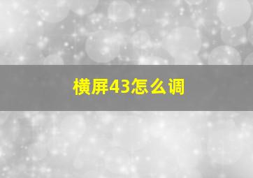 横屏43怎么调