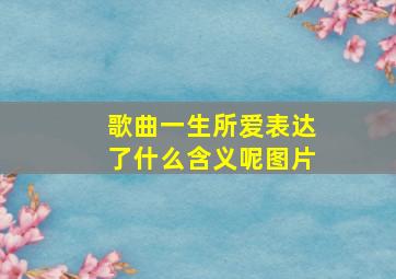 歌曲一生所爱表达了什么含义呢图片