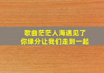 歌曲茫茫人海遇见了你缘分让我们走到一起