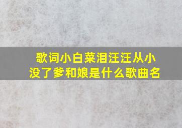 歌词小白菜泪汪汪从小没了爹和娘是什么歌曲名